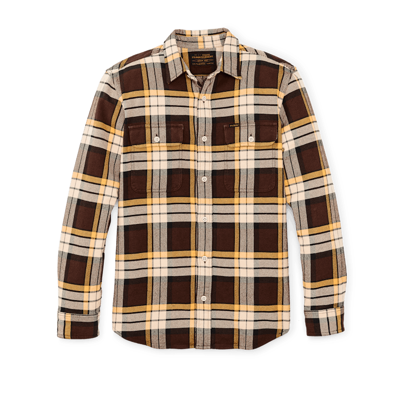 VINTAGE FLANNEL WORK SHIRT - Brown / Yellow / Multi Plaid