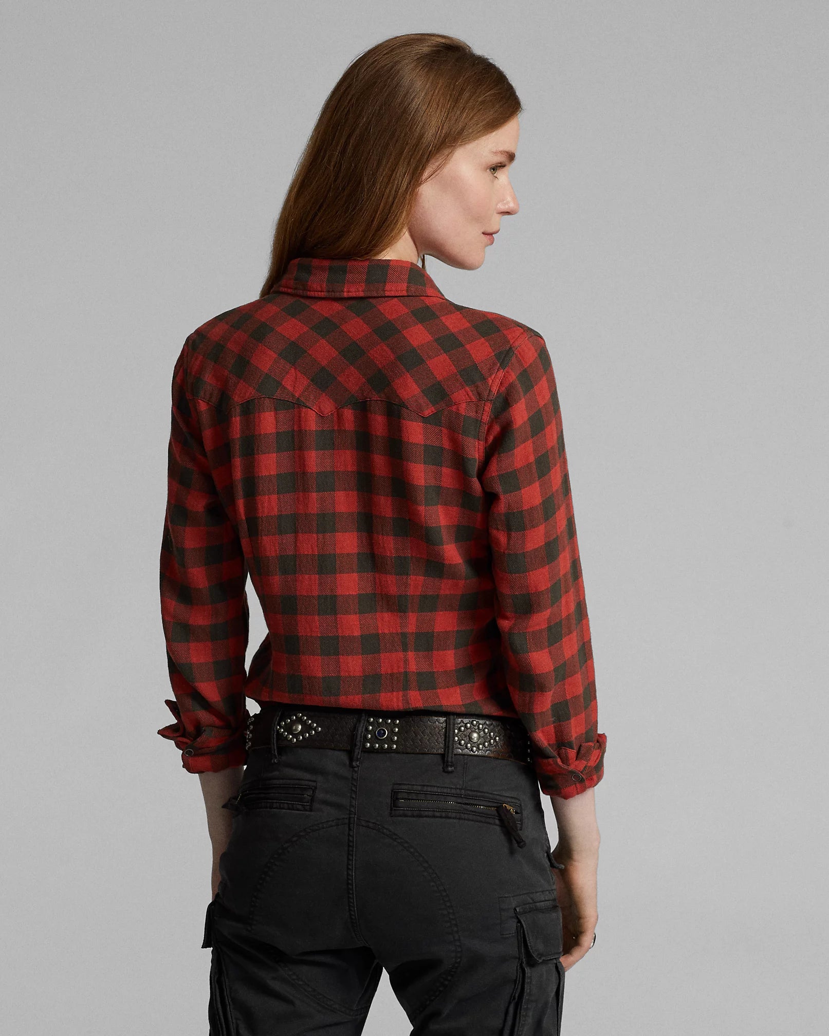 RRL Plaid Cotton-Linen Western Shirt - Women