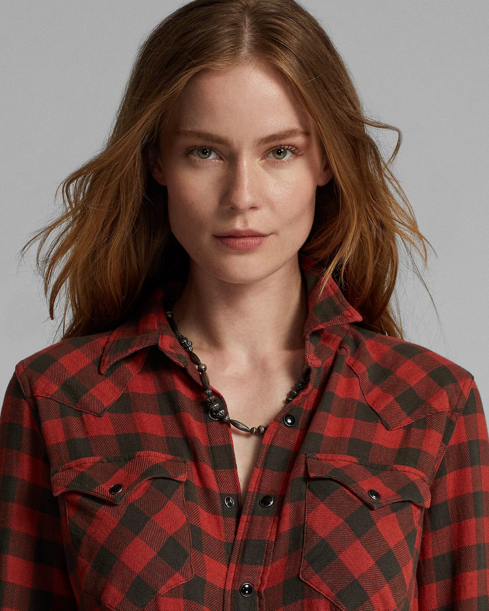 RRL Plaid Cotton-Linen Western Shirt - Women