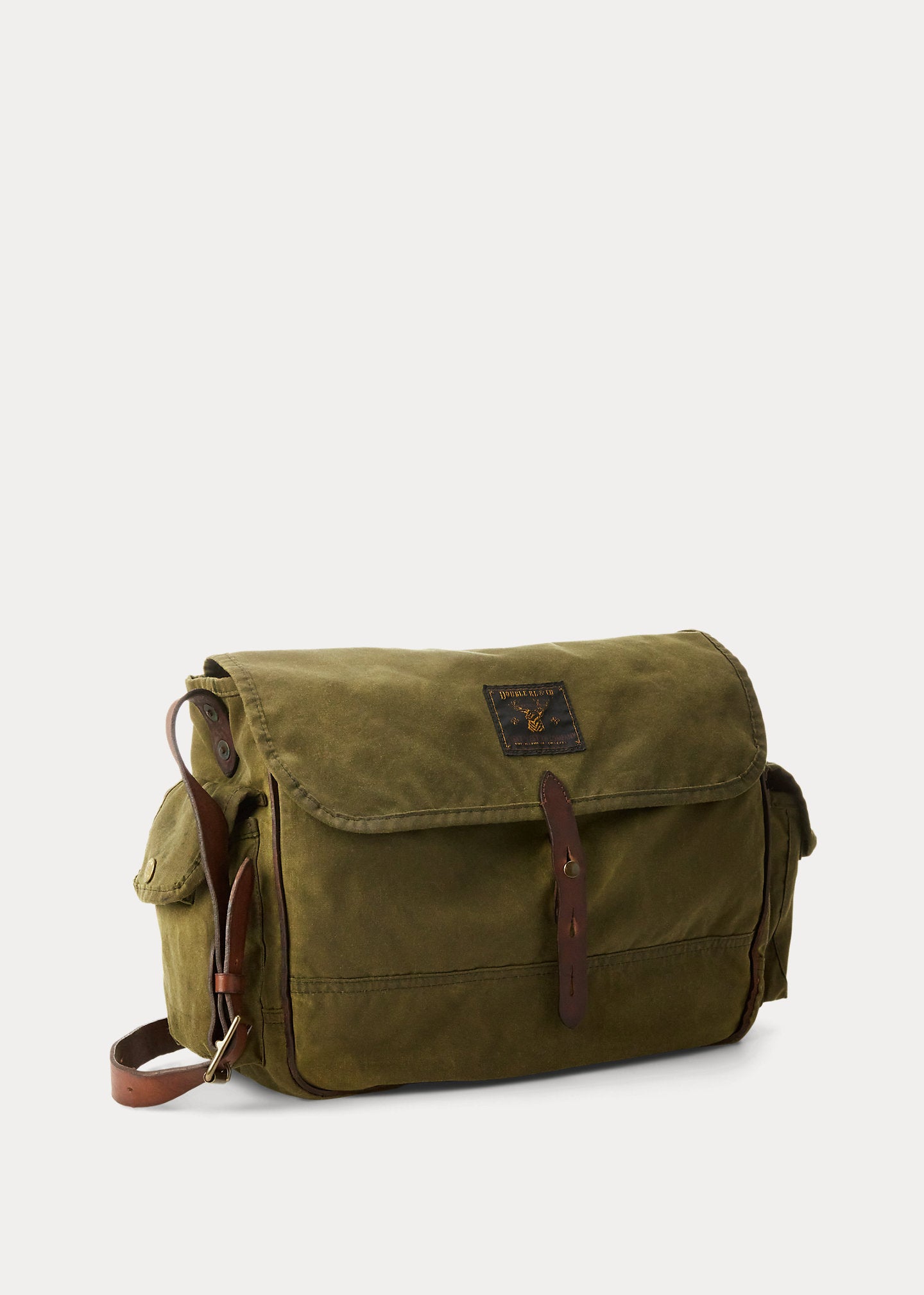 RRL OIL CLOTH/LEATHER AMMUNITION MESSENGER BAG