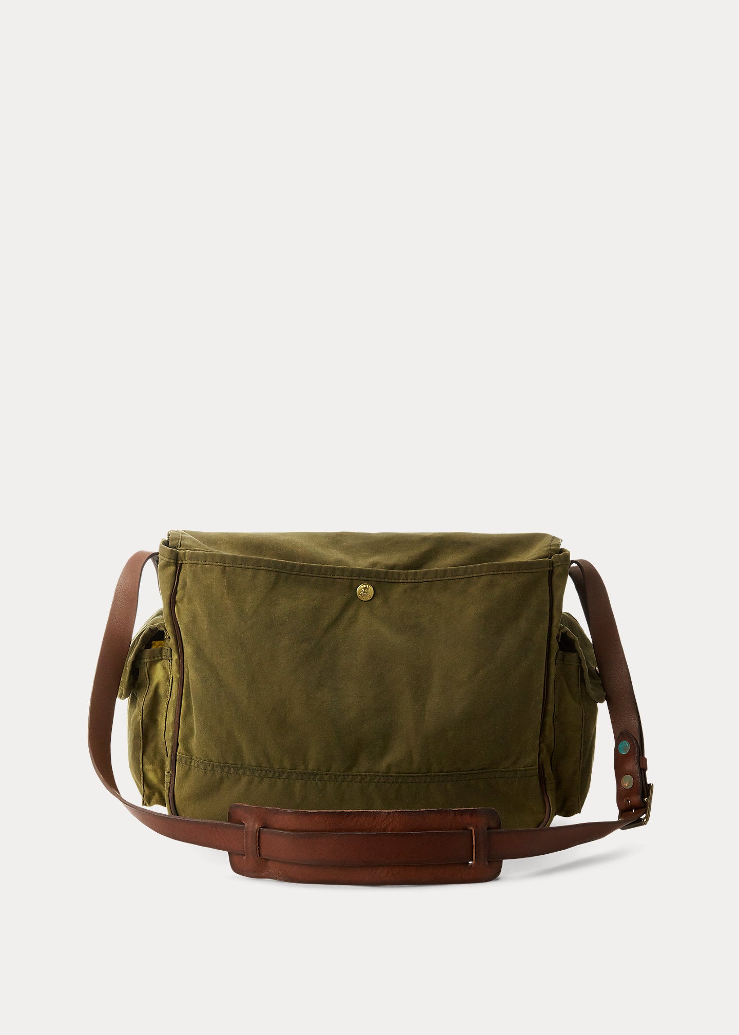 RRL OIL CLOTH/LEATHER AMMUNITION MESSENGER BAG