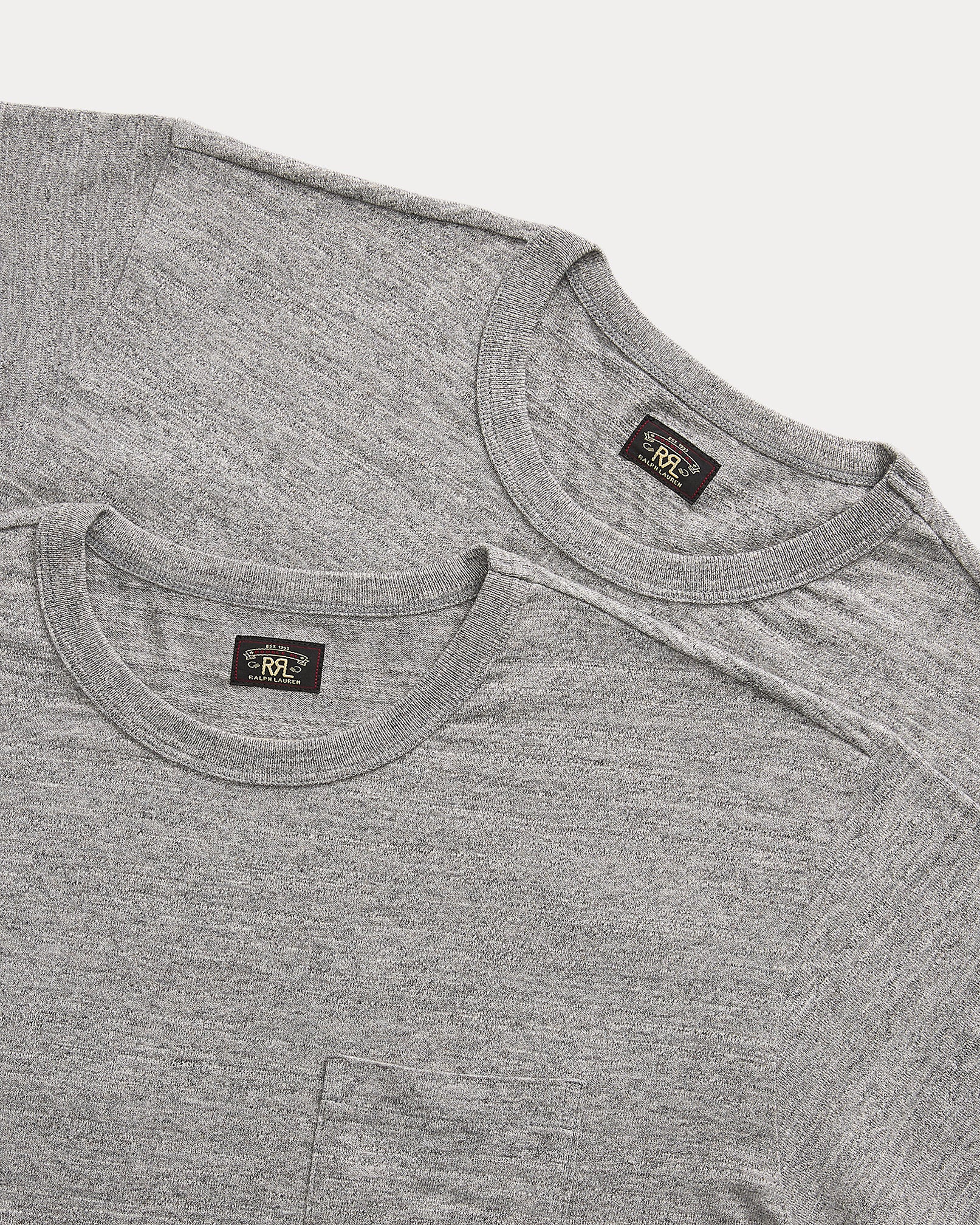 RRL Garment-Dyed Pocket T-Shirt 2-Pack - Grey-Heather