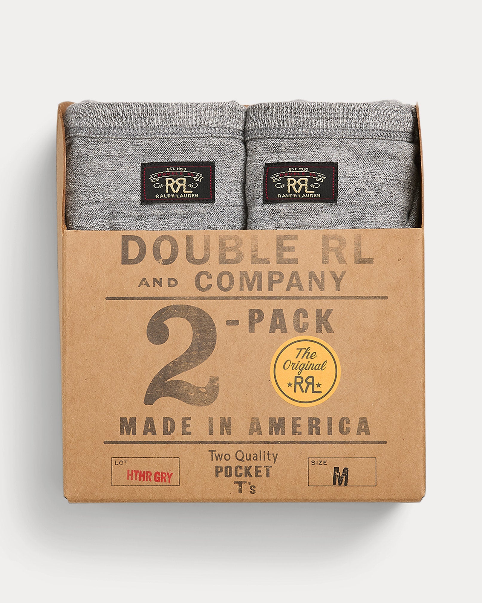 RRL Garment-Dyed Pocket T-Shirt 2-Pack - Grey-Heather