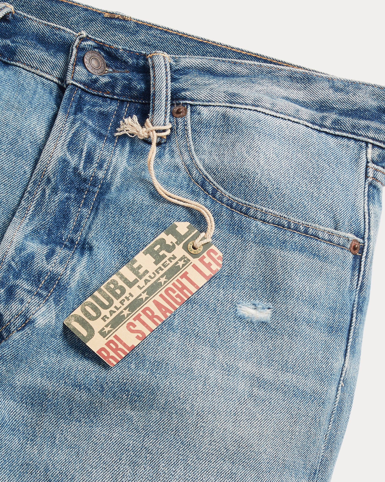 RRL Straight Fit Repaired Clearville Jean