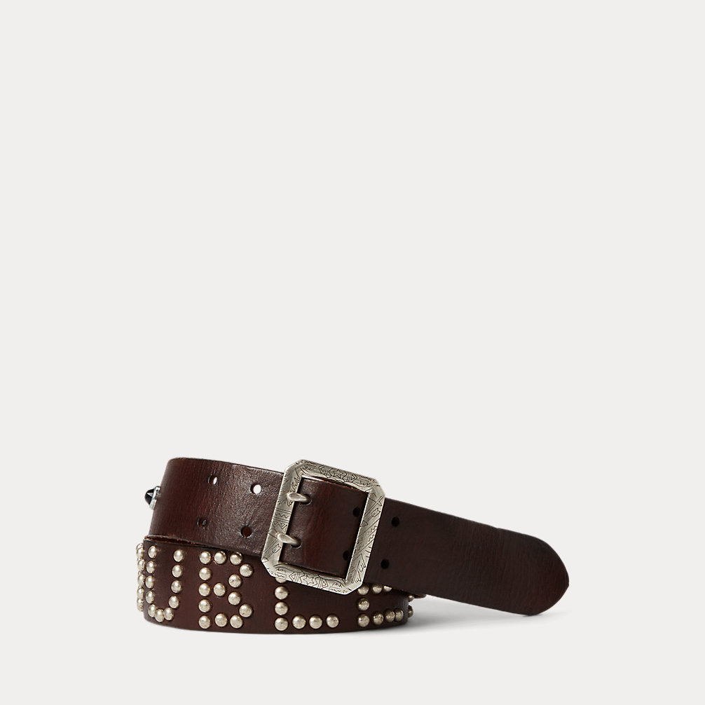 RRL Studded-Logo Leather Belt