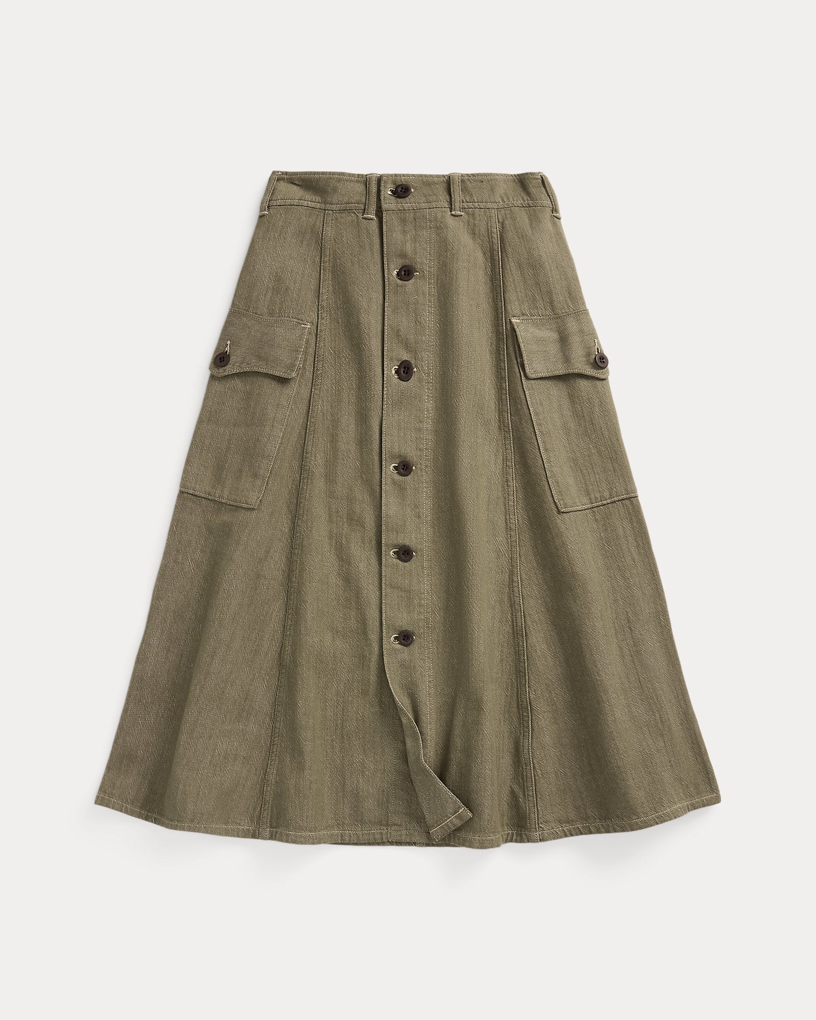 RRL Olive Slub Denim Skirt