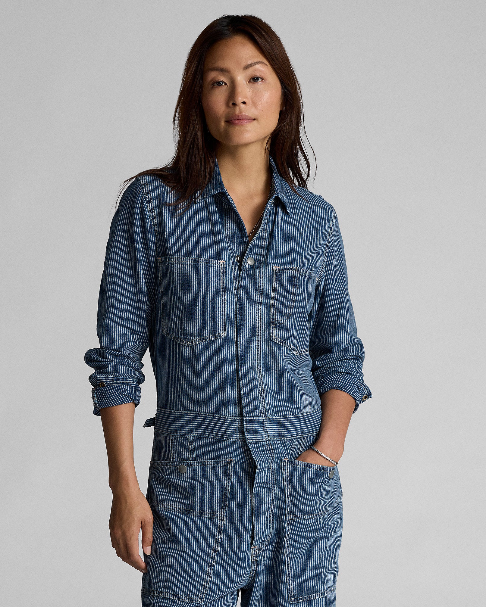 RRL Indigo Striped Linen-Cotton Coverall