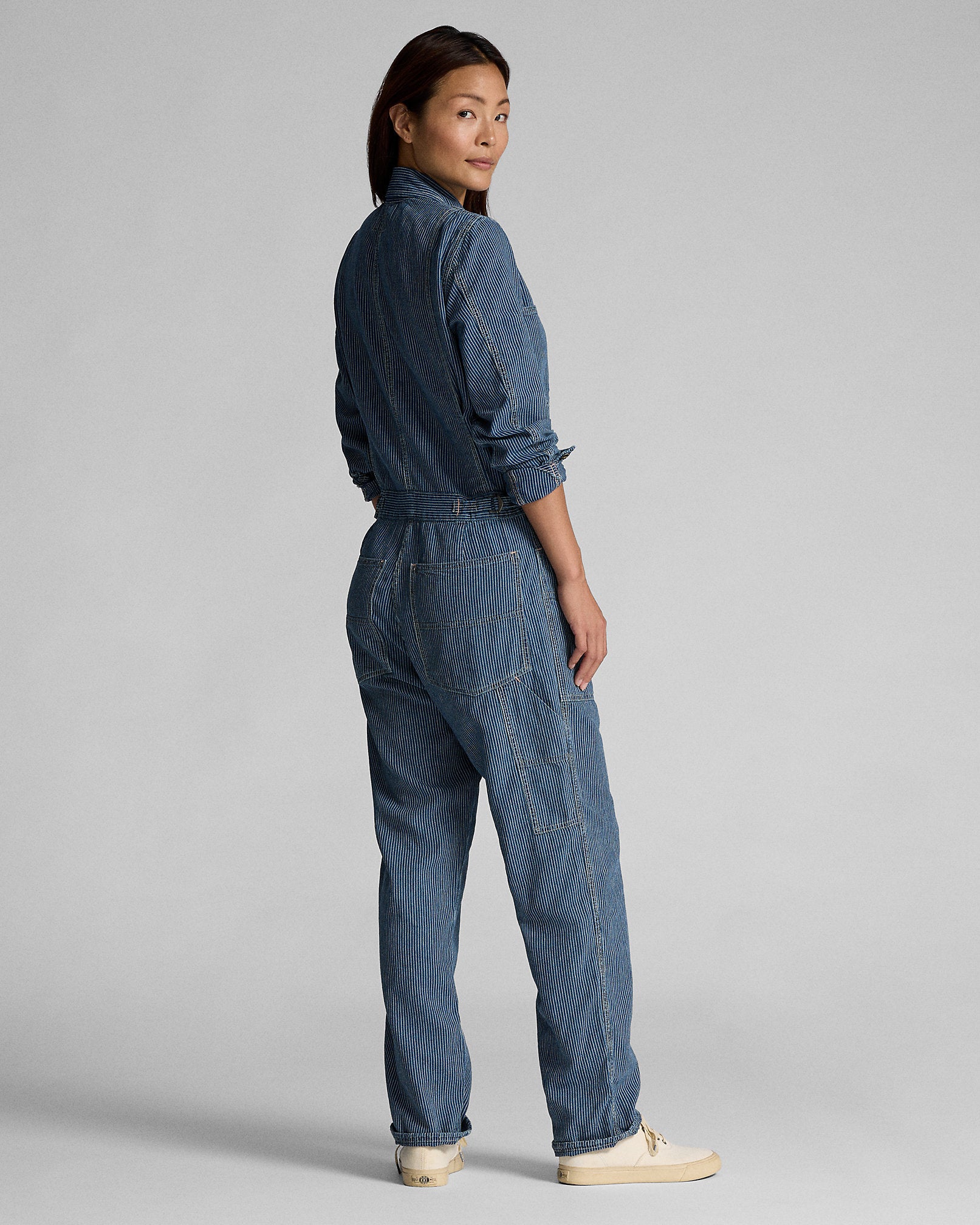 RRL Indigo Striped Linen-Cotton Coverall