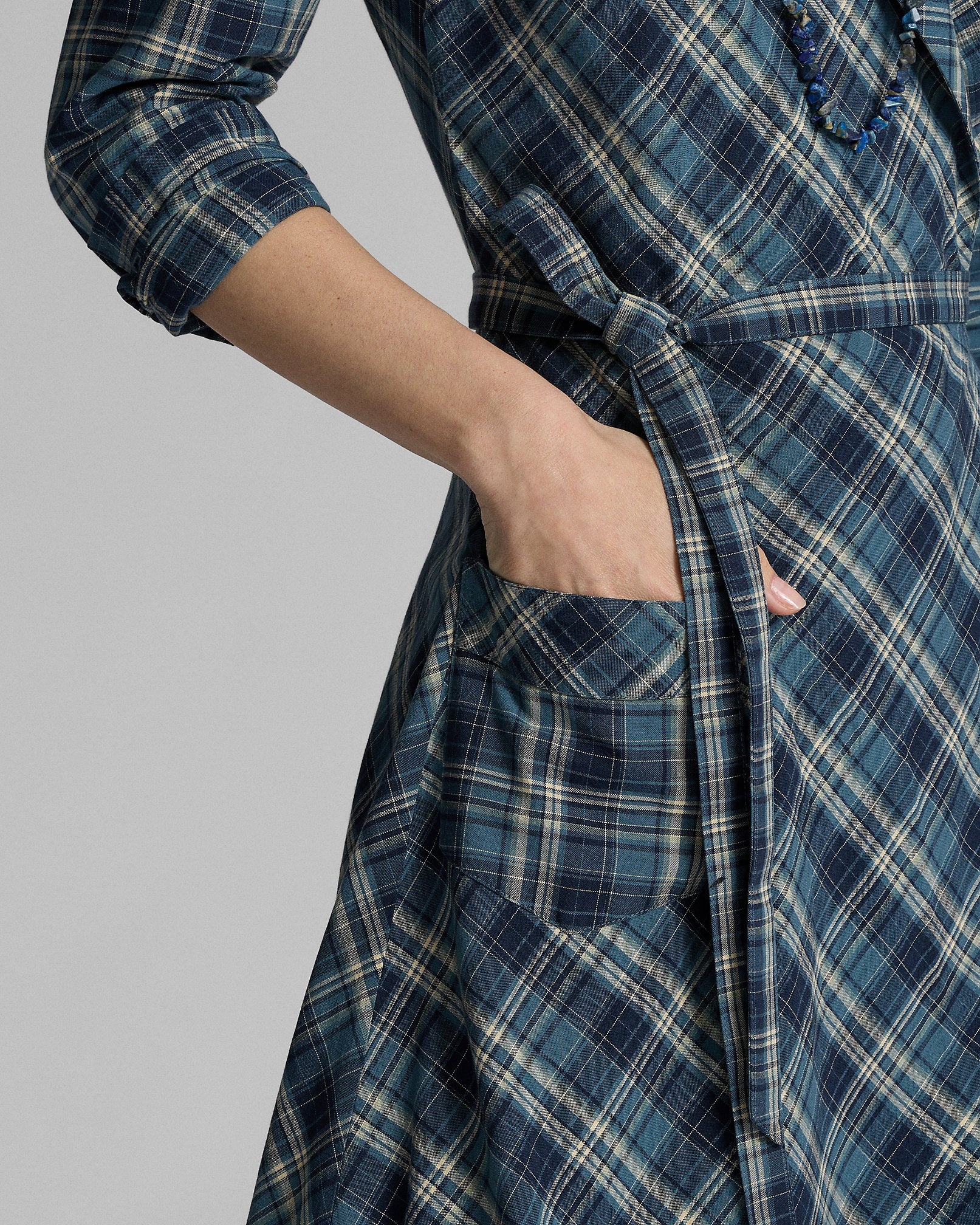 RRL Plaid Cotton Wrap Dress