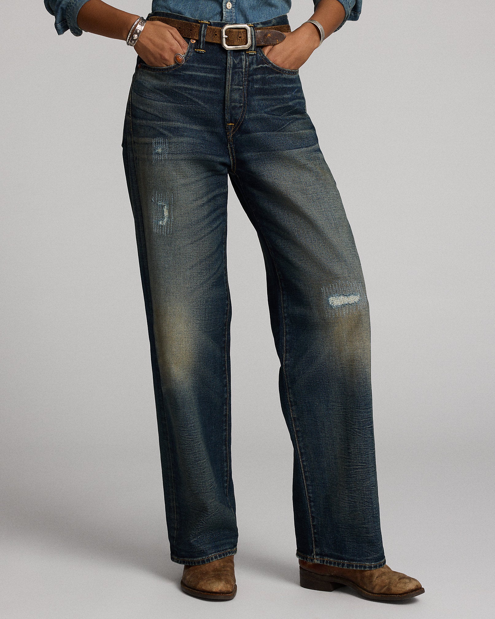 RRL Vintage Wide Fit Distressed Kenley Jean