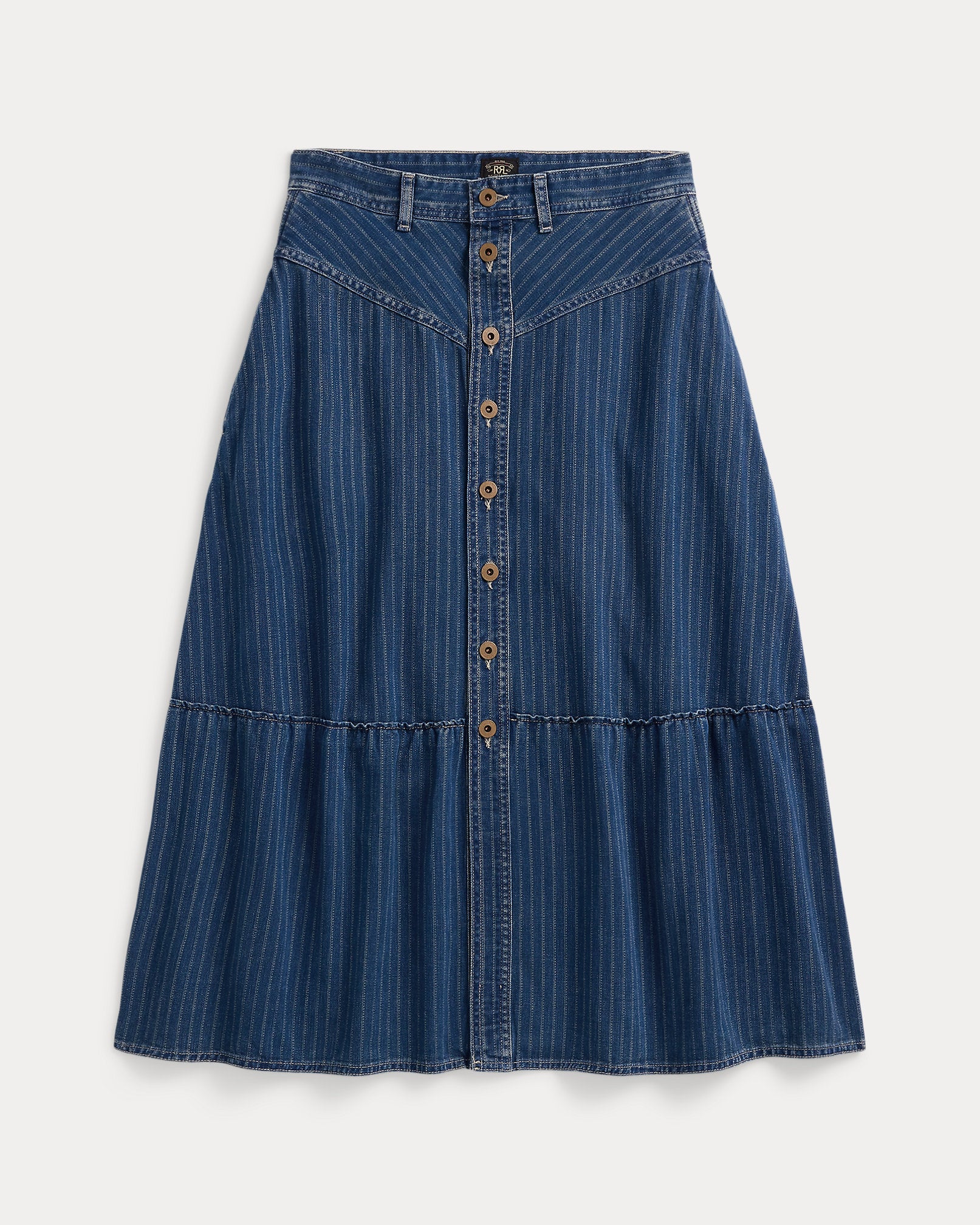 RRL Indigo Striped Denim Skirt