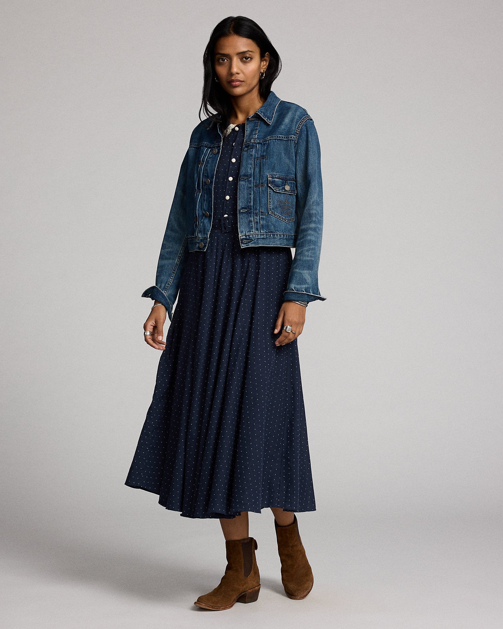 RRL Belted Swiss-Dot Dobby Dress