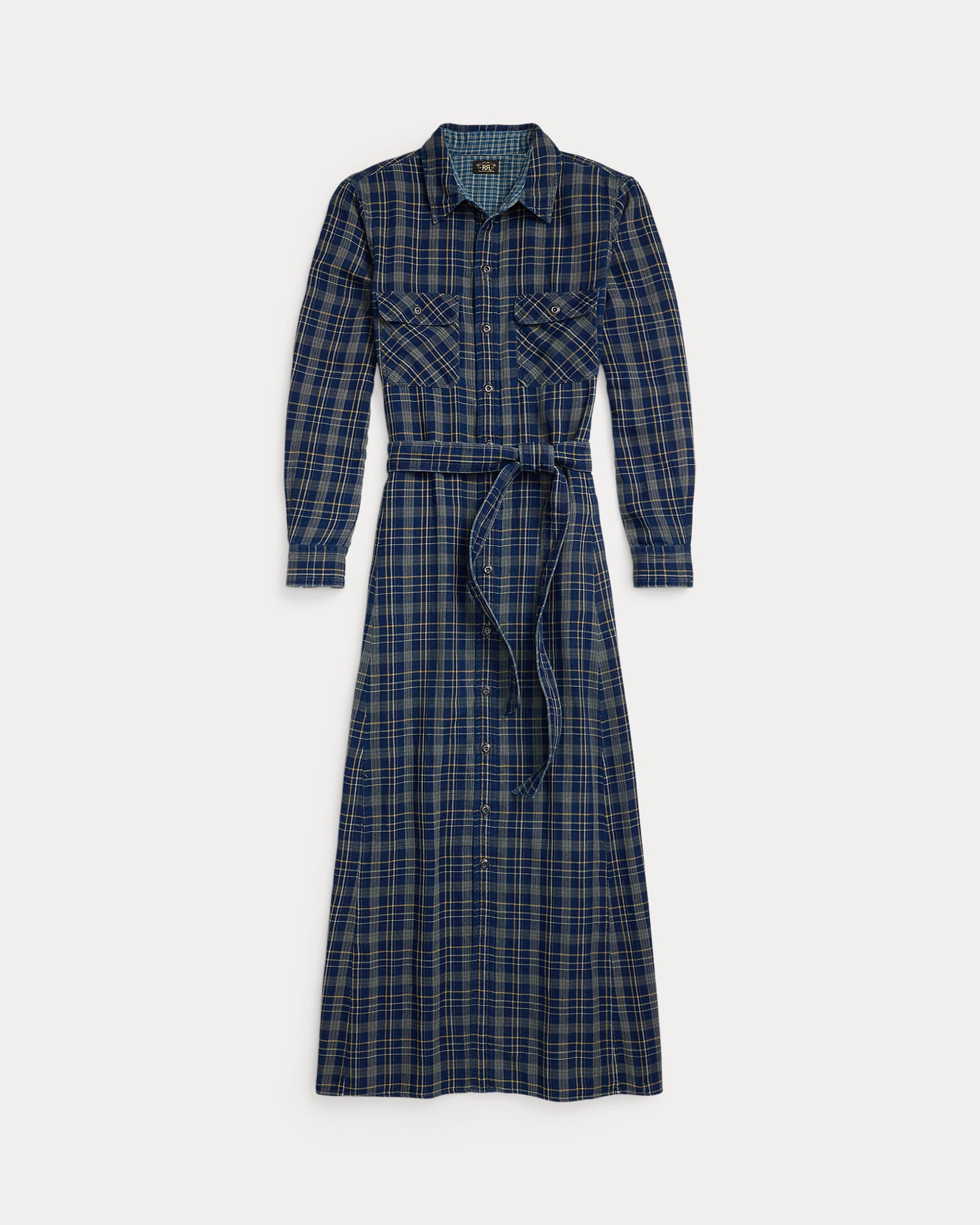 RRL Indigo Plaid Double-Faced Shirtdress