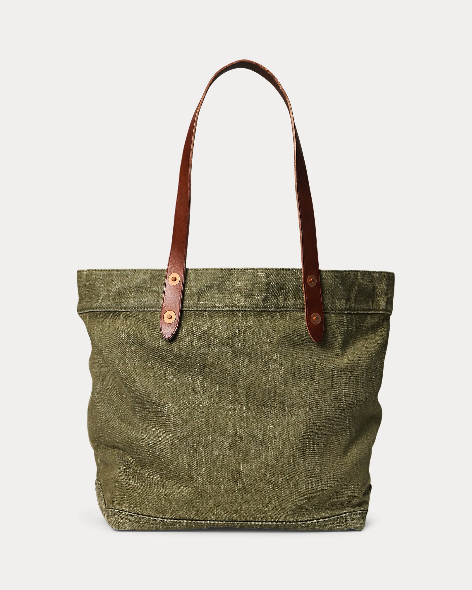 RRL Leather-Trim Twill Tote - Olive