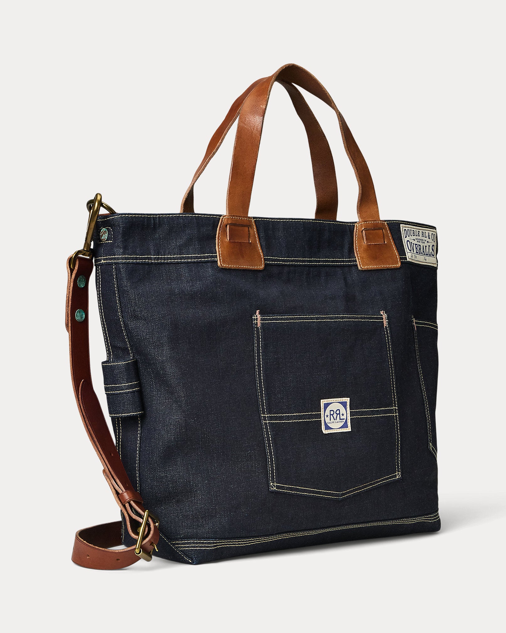 RRL Leather-Trim Indigo Denim Tote