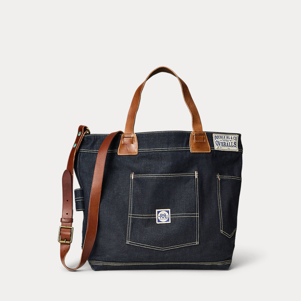 RRL Leather-Trim Indigo Denim Tote