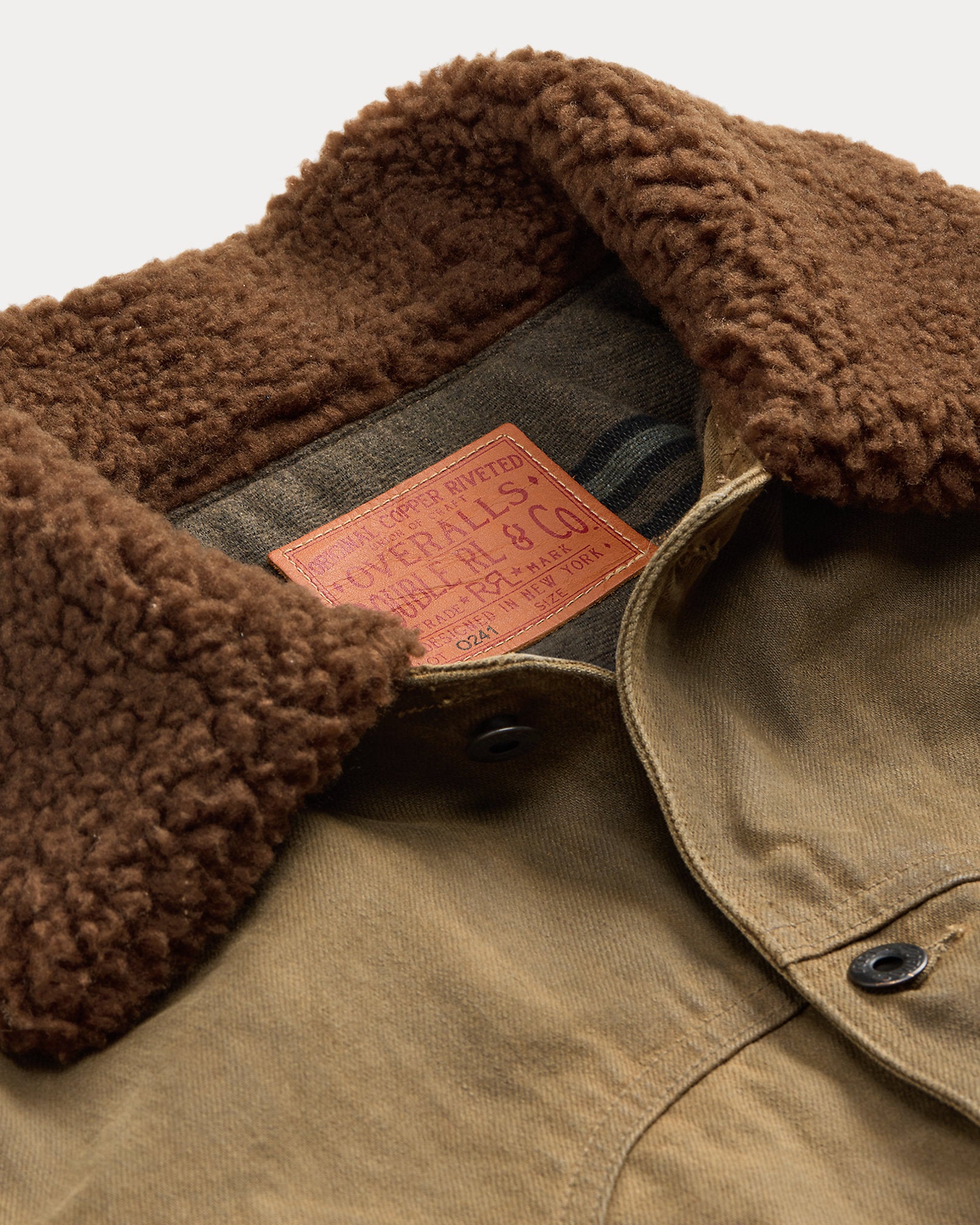 RRL Fleece-Collar Brown Denim Jacket