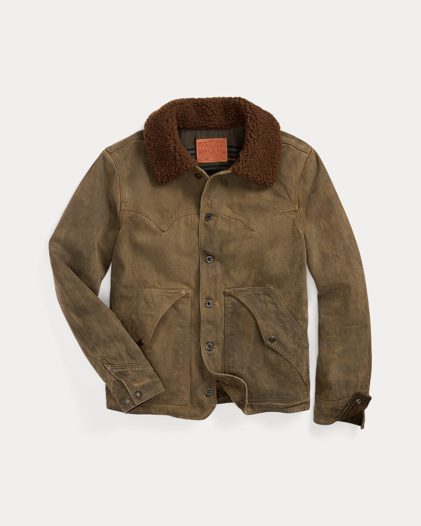 RRL Fleece-Collar Brown Denim Jacket