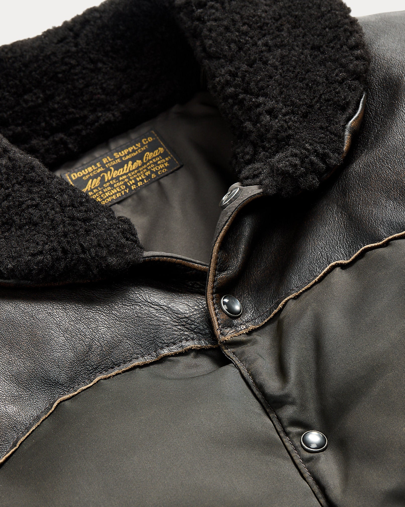 RRL Shearling-Collar Leather-Yoke Jacket