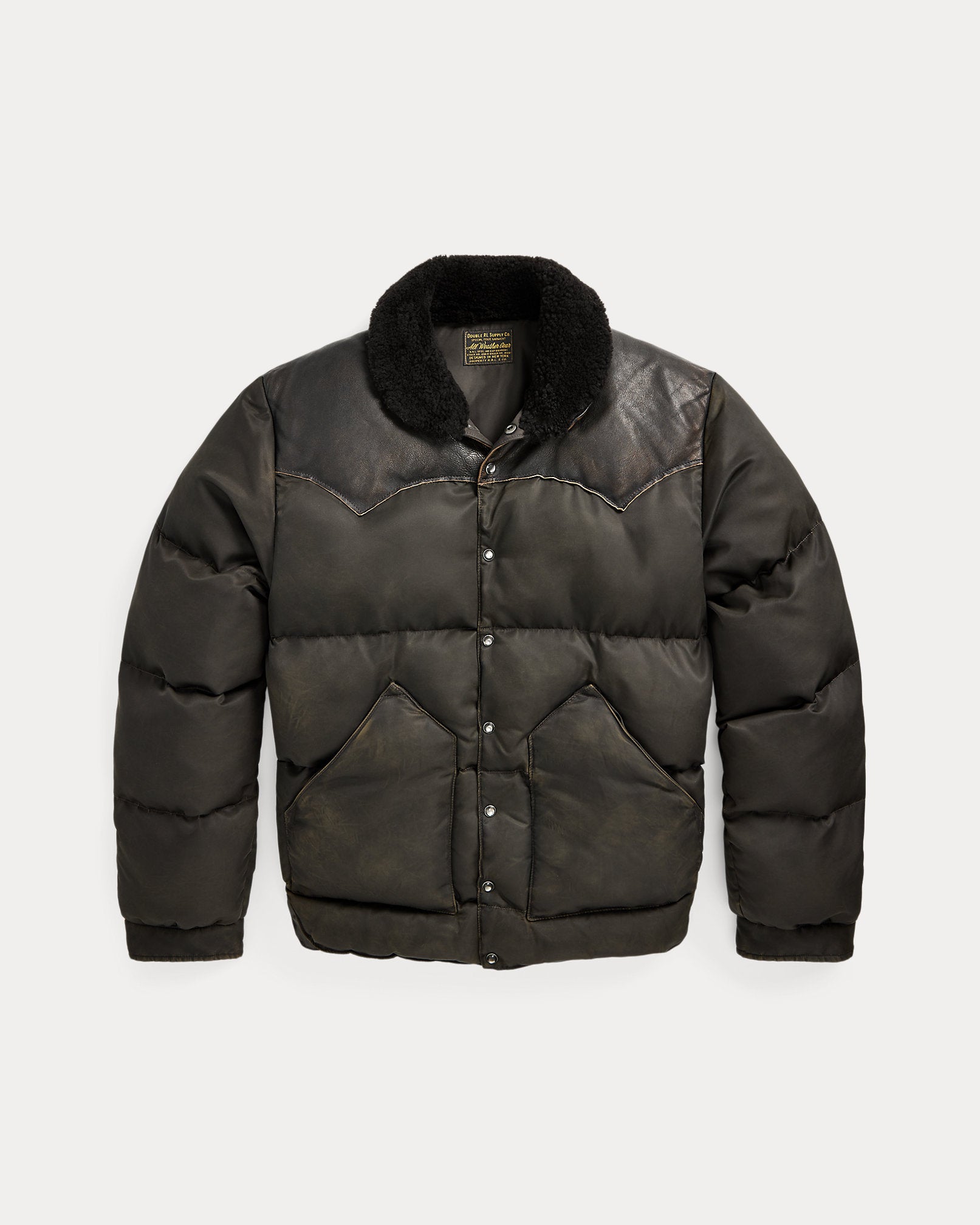 RRL Shearling-Collar Leather-Yoke Jacket