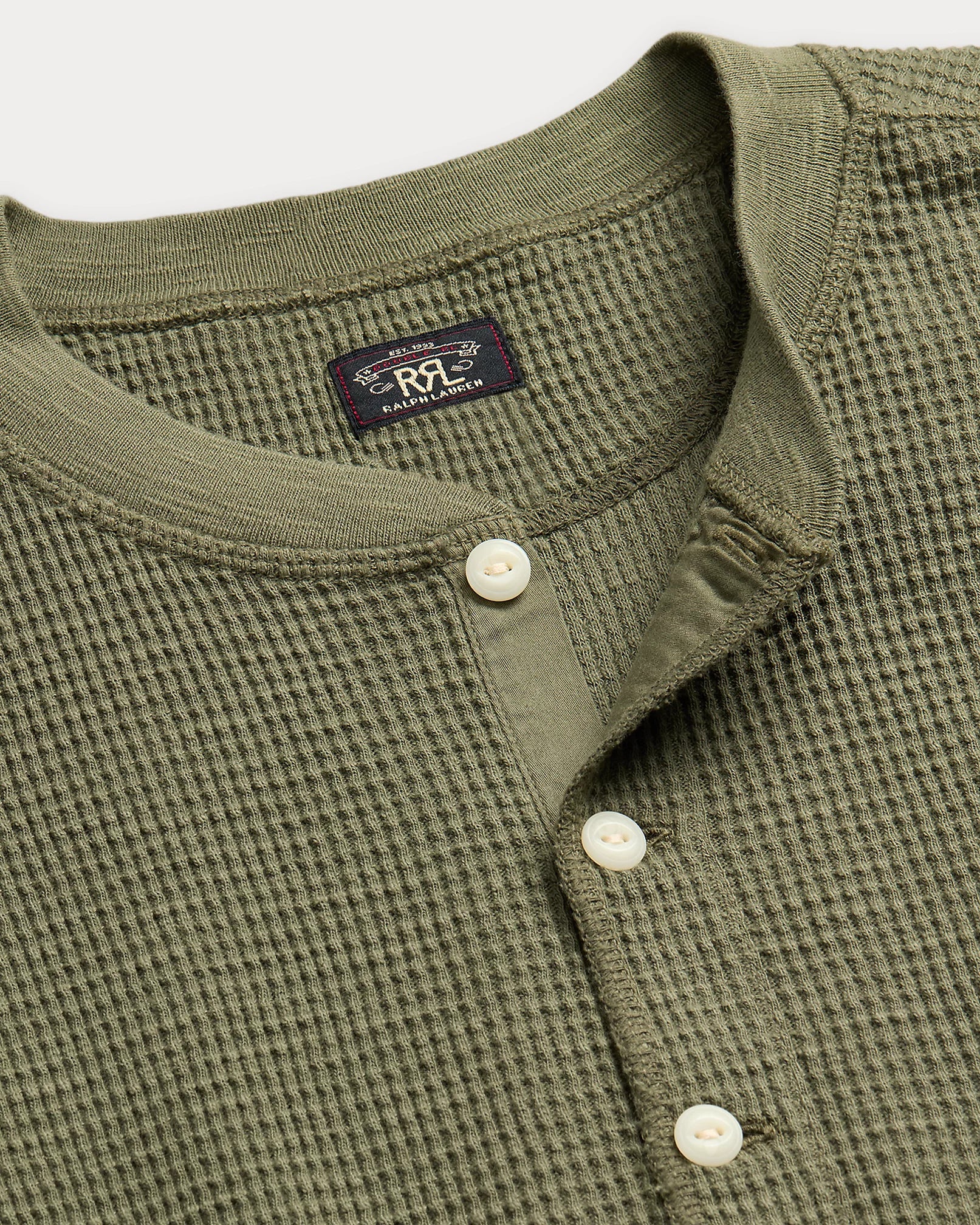 RRL Garment-Dyed Waffle-Knit Henley Shirt