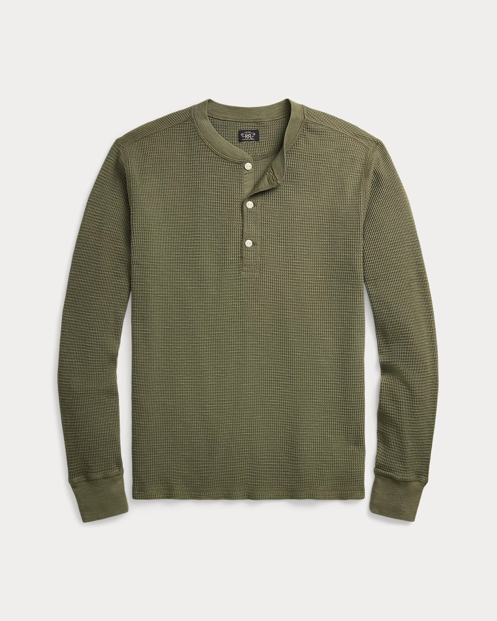 RRL Garment-Dyed Waffle-Knit Henley Shirt