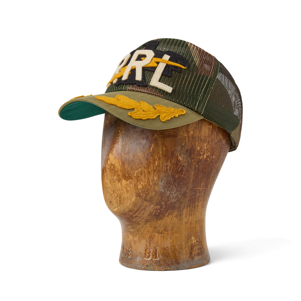 RRL Camo Cotton Mesh Captain Trucker Cap