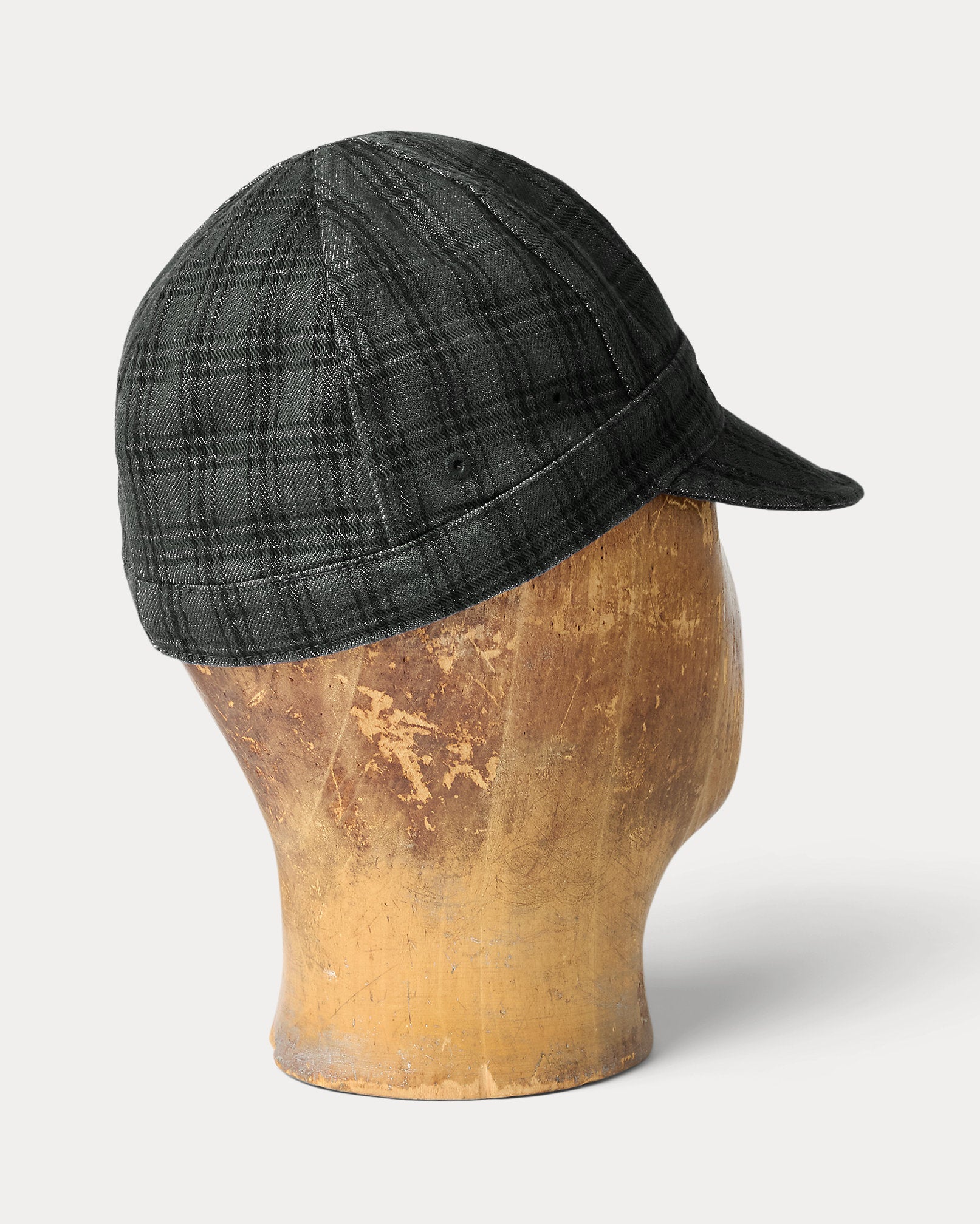 RRL Plaid Jacquard Denim Engineer Cap