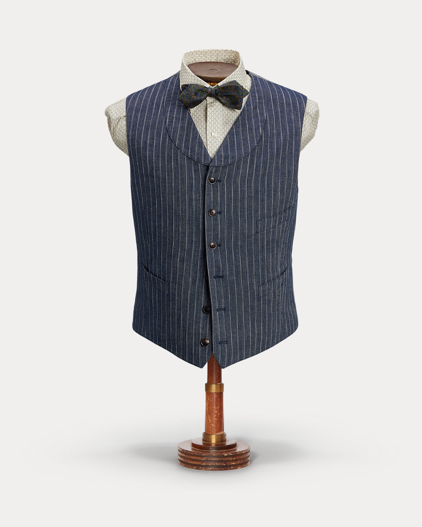 RRL Striped Herringbone Shawl Vest