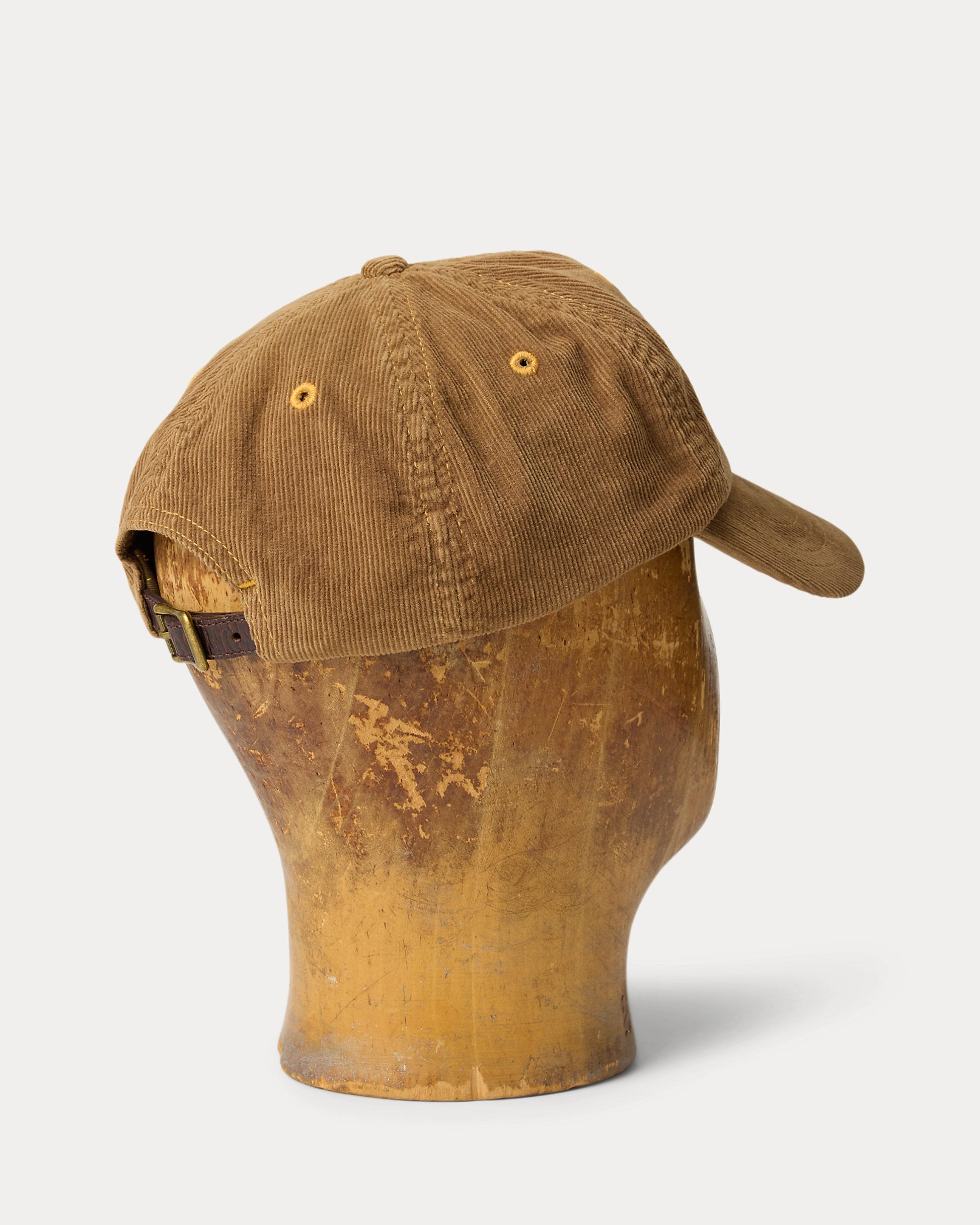 RRL Leather-Patch Corduroy Trucker Cap - Tan