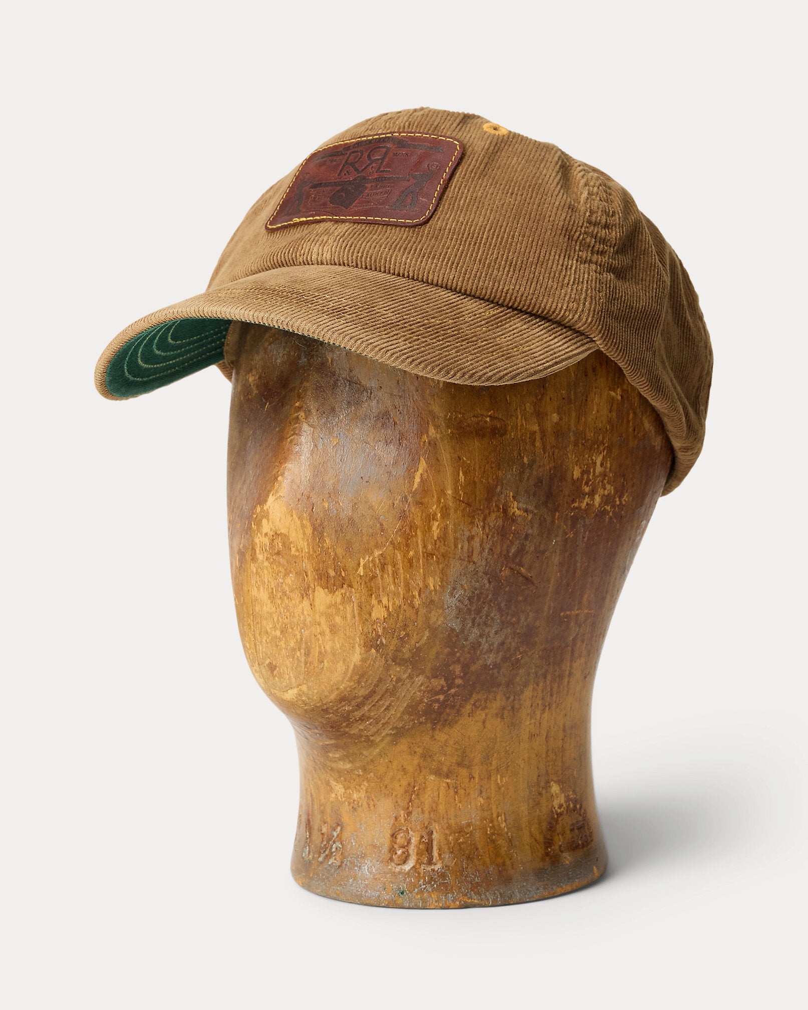 RRL Leather-Patch Corduroy Trucker Cap - Tan