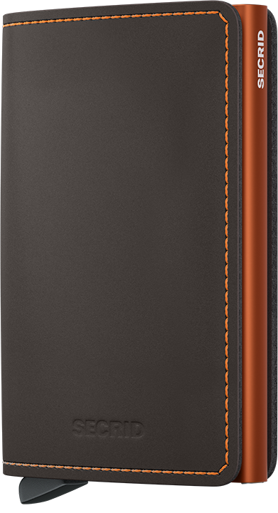 Slimwallet - Matte Truffle & Orange