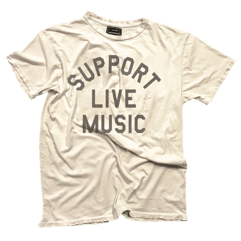 Support Live Music Black Label Cropped Tee -Antique White