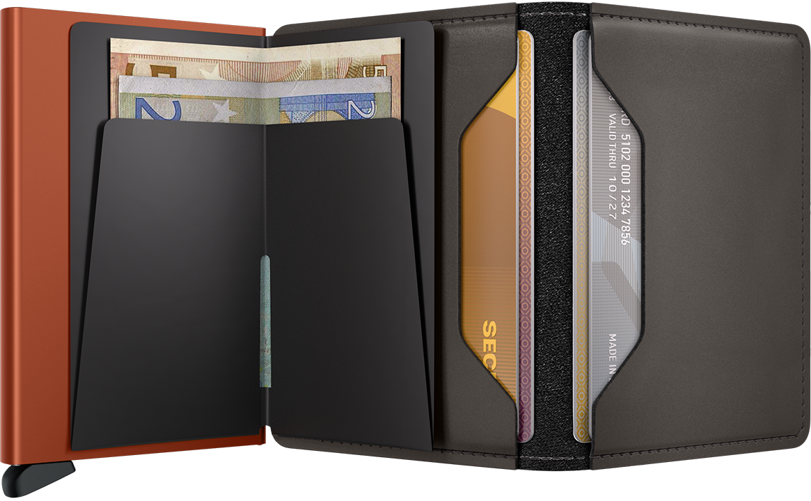 Slimwallet - Matte Truffle & Orange