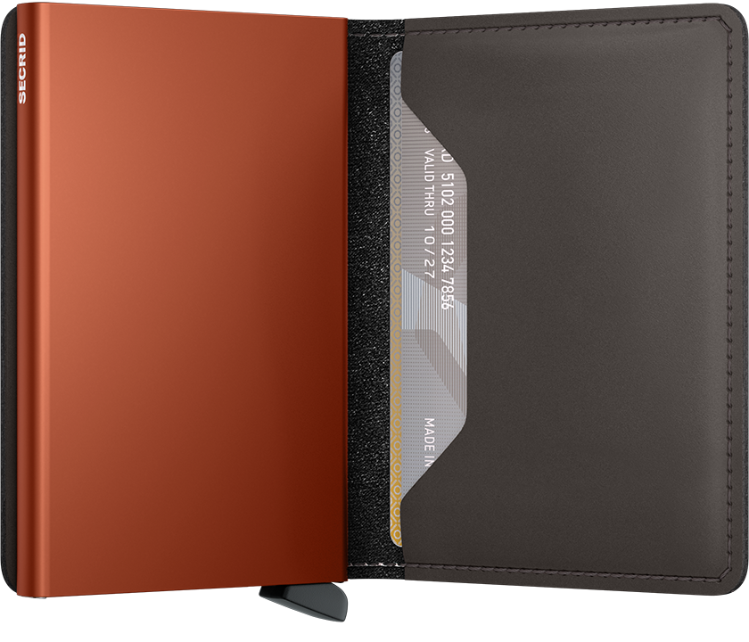 Slimwallet - Matte Truffle & Orange