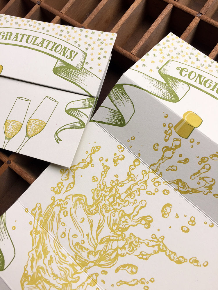 champagne congratulations fold out card