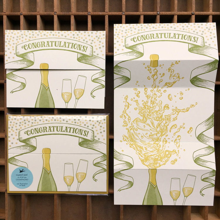 champagne congratulations fold out card