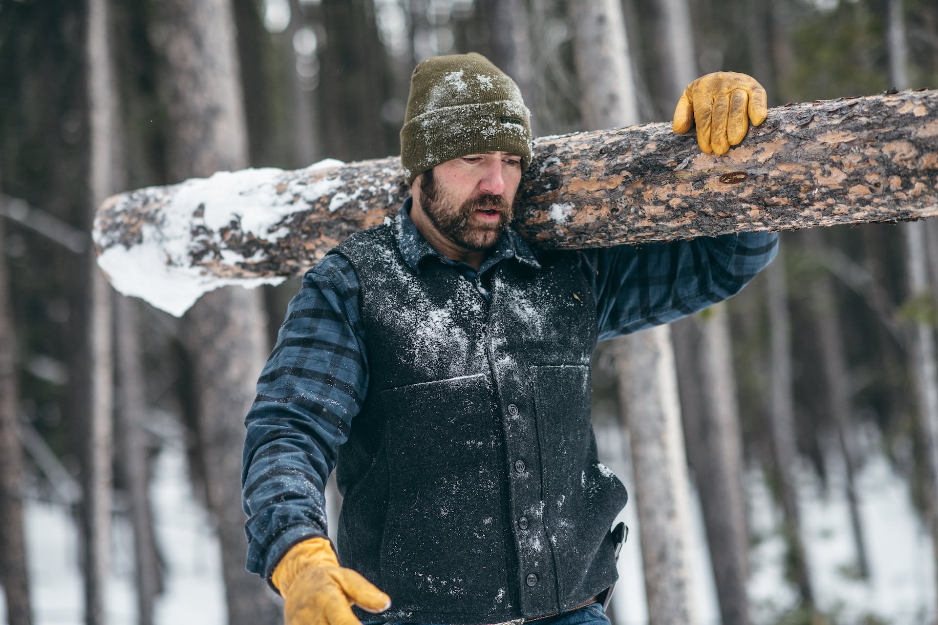 MACKINAW WOOL VEST - BLACK CHARCOAL ROPE